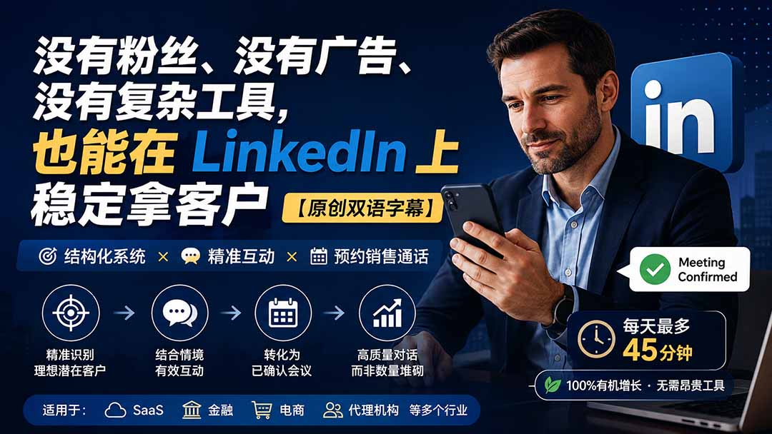 (20220期)没有粉丝、没有广告、没有复杂工具,也能在 LinkedIn 上稳定拿客户【原创双语字幕】-宇文网创