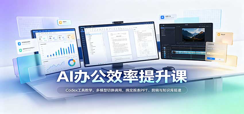 AI办公效率提升课:Codex工具教学,多模型切换调用,搞定报表PPT、剪辑与知识库搭建-宇文网创