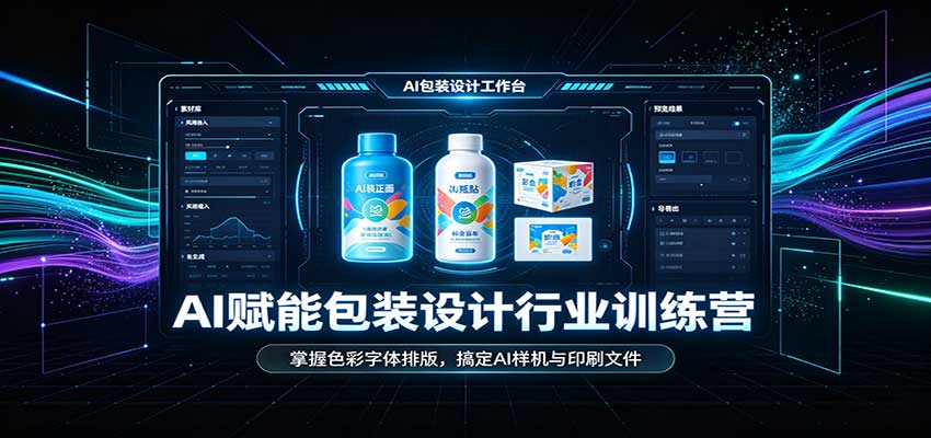 AI赋能包装设计行业训练营:掌握色彩字体排版,搞定AI样机与印刷文件-宇文网创