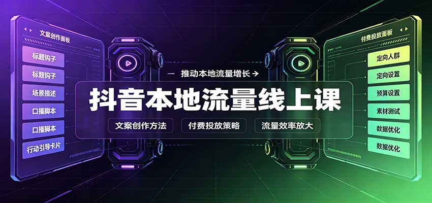 抖音本地流量线上课:账号搭建拍摄剪辑,文案创作与付费投放教学-宇文网创