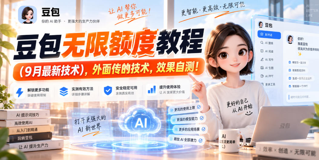 豆包无限额度教程（9月最新技术），外面传的技术，效果自测！-宇文网创