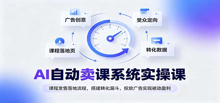 AI自动卖课系统实操课:课程发售落地流程,搭建转化漏斗,投放广告实现被动盈利-宇文网创
