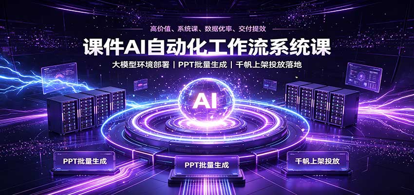 课件AI自动化工作流系统课：大模型环境部署，PPT批量生成，千帆上架投放落地-宇文网创
