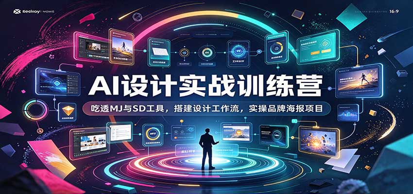 AI设计实战训练营：吃透MJ与SD工具，搭建设计工作流，实操品牌海报项目-宇文网创