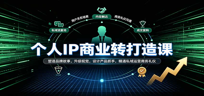 个人IP商业打造课:塑造品牌故事,升级视觉,设计产品抓手,精通私域运营商务礼仪-宇文网创