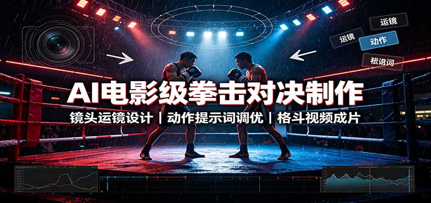 AI电影级拳击对决制作：镜头运镜设计，动作提示词调优，格斗视频成片-宇文网创