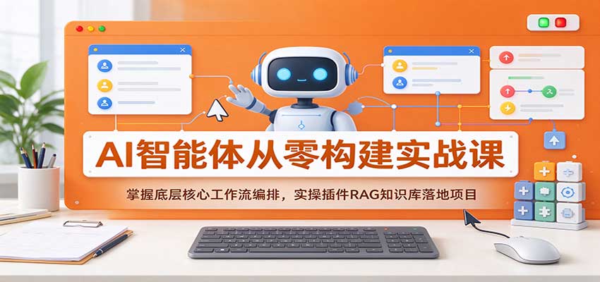 AI智能体从零构建实战课:掌握底层核心工作流编排,实操插件RAG知识库落地项目-宇文网创