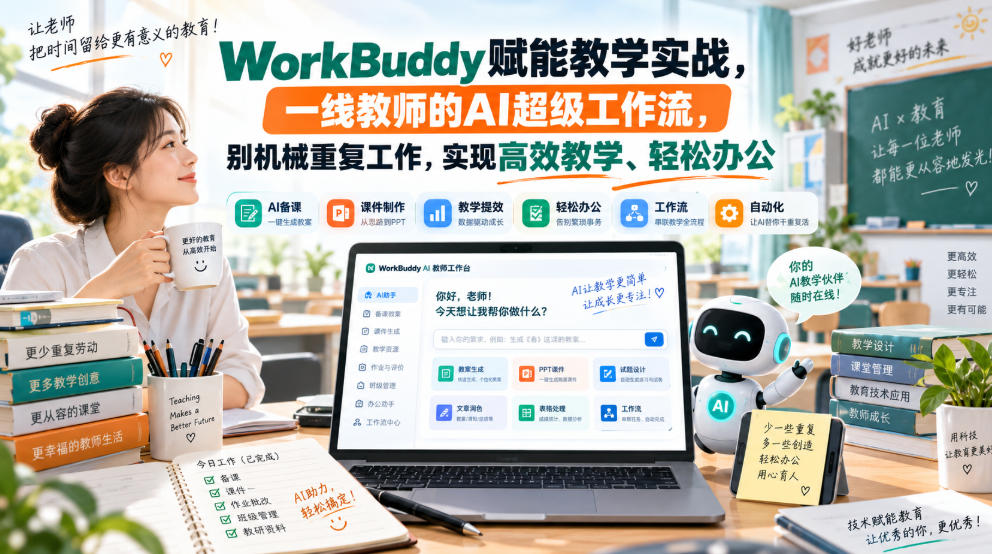 WorkBuddy赋能教学实战，一线教师的AI超级工作流，别机械重复工作，实现高效教学、轻松办公-宇文网创