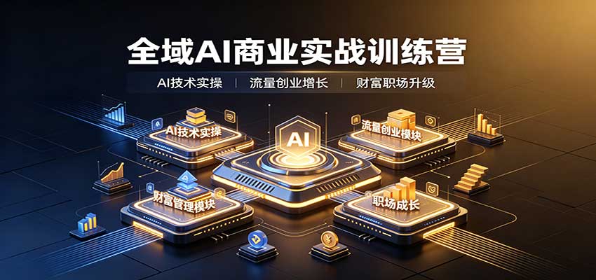 全域AI商业实战训练营:涵盖AI技术实操、流量创业、财富管理与职场成长全体系内容-宇文网创