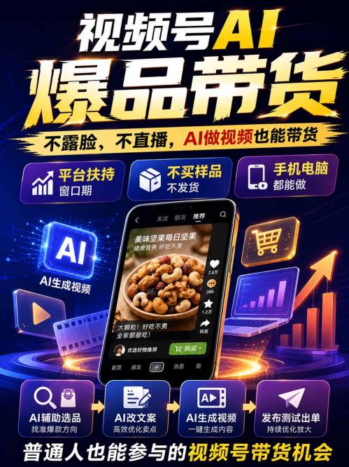 图片[2]-视频号Ai爆品带货，不露脸、不直播、不买样品、不开店、不发货，AI做视频也能带货，轻松单日佣金1k+-宇文网创
