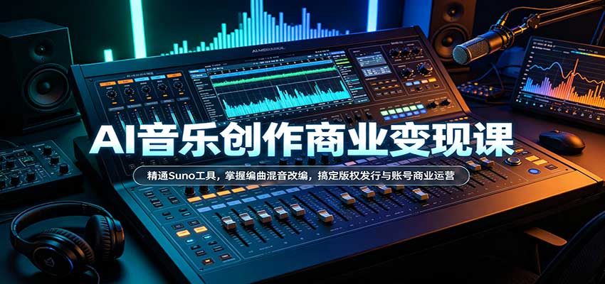 AI音乐创作商业变现课:精通Suno工具,掌握编曲混音改编,搞定版权发行与账号商业运营-宇文网创