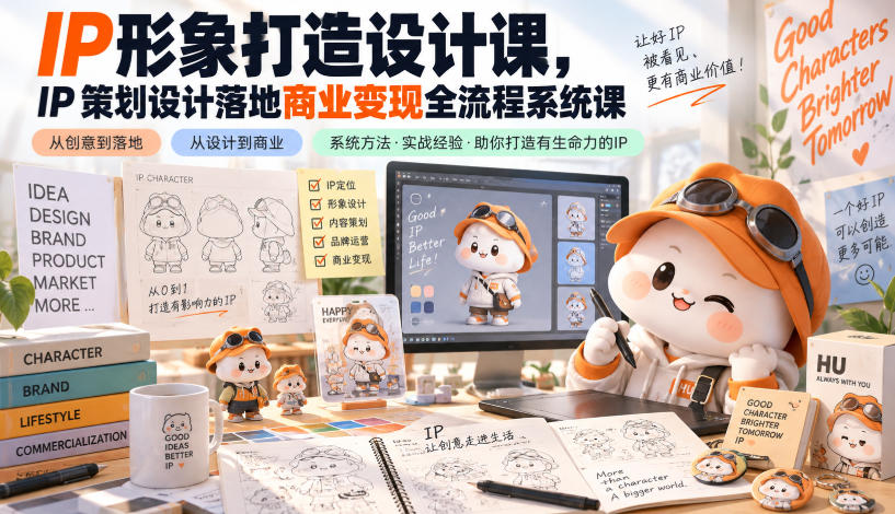 IP形象打造设计课，IP策划设计落地商业变现全流程系统课-宇文网创