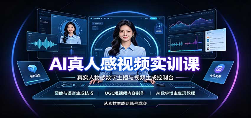 AI真人感视频实训课：图像语音生成，UGC内容制作，AI数字博主变现教程-宇文网创