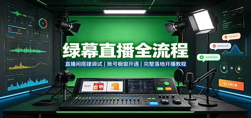绿幕直播全流程：直播间搭建调试，账号橱窗开通，完整落地开播教程-宇文网创