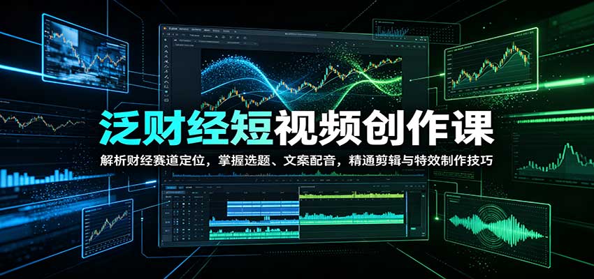 泛财经短视频创作课：解析财经赛道定位，掌握选题、文案配音，精通剪辑与特效制作技巧-宇文网创