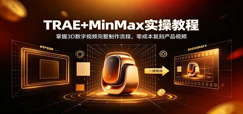 TRAE+MinMax实操教程：掌握3D数字视频完整制作流程，零成本复刻产品视频-宇文网创