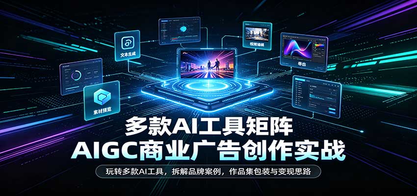 AIGC商业广告创作实战：玩转多款AI工具，拆解品牌案例，作品集包装与变现思路-宇文网创