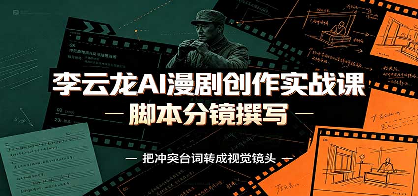 李云龙AI漫剧创作实战课:角色人设还原,脚本分镜撰写,AI漫剧成片完整制作教学-宇文网创