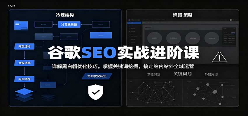 2026谷歌SEO实战进阶课：详解黑白帽优化技巧，掌握关键词挖掘，搞定站内站外全域运营-宇文网创