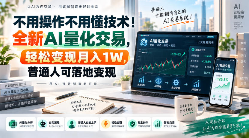 不用操作不用懂技术！全新AI量化交易，轻松变现月入1W，普通人可落地变现！【揭秘】-宇文网创