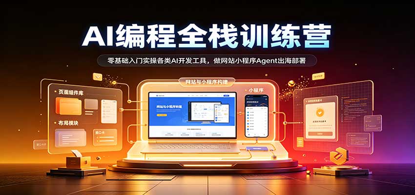 AI编程全栈训练营::零基础入门实操各类AI开发工具,做网站小程序Agent出海部署-宇文网创