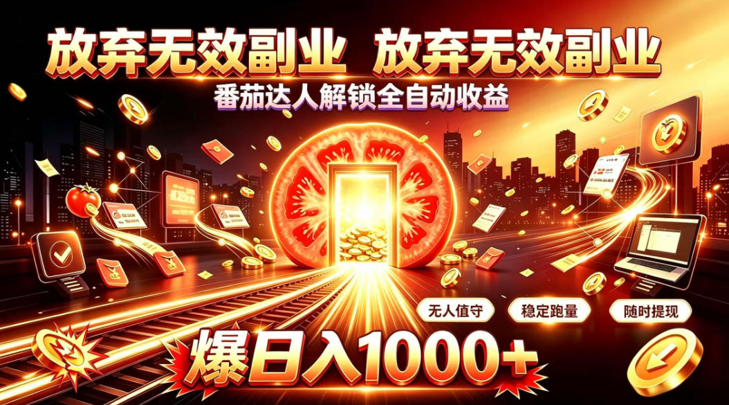 放弃无效副业，番茄达人解锁全自动收益，日入1k+，门槛最低的线上轻资产项目【揭秘】-宇文网创