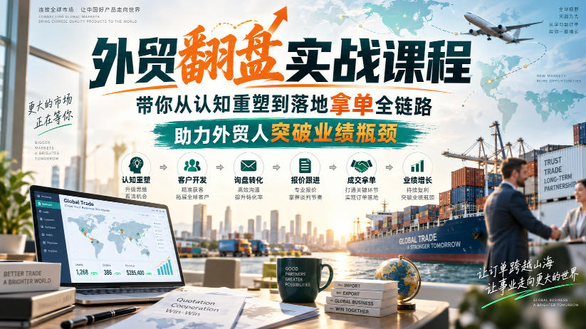 外贸翻盘实战课程，带你从认知重塑到落地拿单全链路，助力外贸人突破业绩瓶颈-宇文网创