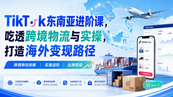 TikTok东南亚进阶课,吃透跨境物流与实操,打造海外变现路径-宇文网创