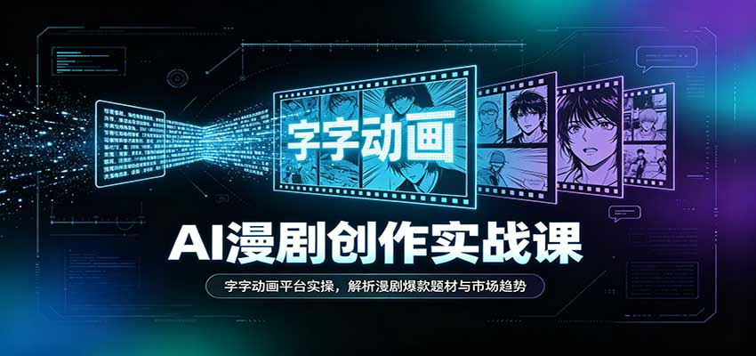 AI漫剧创作实战课:字字动画平台实操,解析漫剧爆款题材与市场趋势-宇文网创