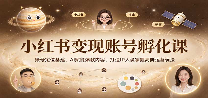 小红书变现账号孵化课：账号定位基建，AI赋能爆款内容，打造IP人设掌握高阶运营玩法-宇文网创