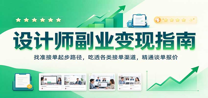 设计师副业变现指南：找准接单起步路径，吃透各类接单渠道，精通谈单报价-宇文网创