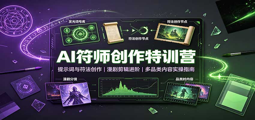AI符师创作特训营:提示词与符法创作,漫剧剪辑进阶,多品类内容实操指南-宇文网创