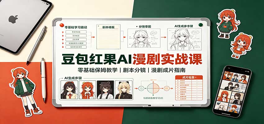 豆包红果AI漫剧实战课：零基础保姆教学，剧本分镜，漫剧成片指南-宇文网创