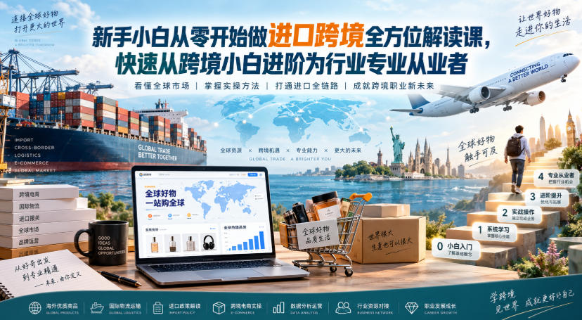 新手小白从零开始做进口跨境全方位解读课,快速从跨境小白进阶为行业专业从业者-宇文网创