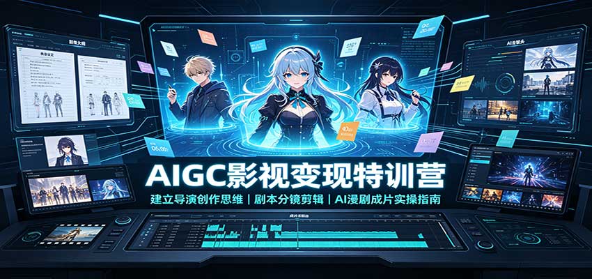 AIGC影视变现特训营:建立导演创作思维,剧本分镜剪辑,AI漫剧成片实操指南-宇文网创