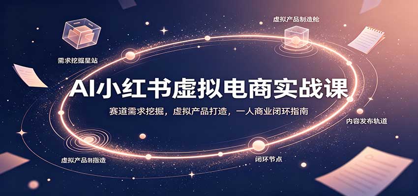 AI小红书虚拟电商实战课:赛道需求挖掘,虚拟产品打造,一人商业闭环指南-宇文网创