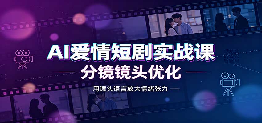 AI爱情短剧实战课：故事剧本创作，分镜镜头优化，智能体提示词-宇文网创
