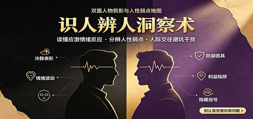 识人辨人终极心法：读懂应激情绪反应，分辨人性弱点，人际交往避坑干货-宇文网创