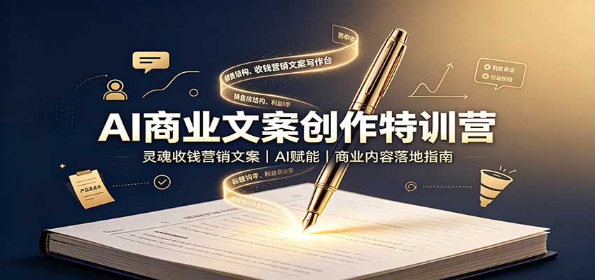 AI商业文案创作特训营：灵魂收钱营销文案，AI赋能，商业内容落地指南-宇文网创