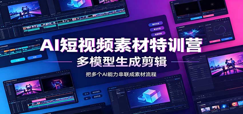 AI短视频素材特训营:Codex本地部署实操,多模型生成剪辑,爆量素材挖掘教学-宇文网创