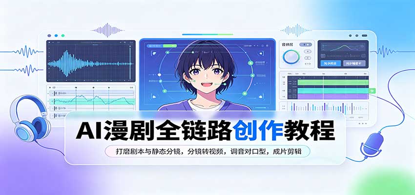 AI漫剧全链路创作教程：打磨剧本与静态分镜，分镜转视频，调音对口型，成片剪辑-宇文网创