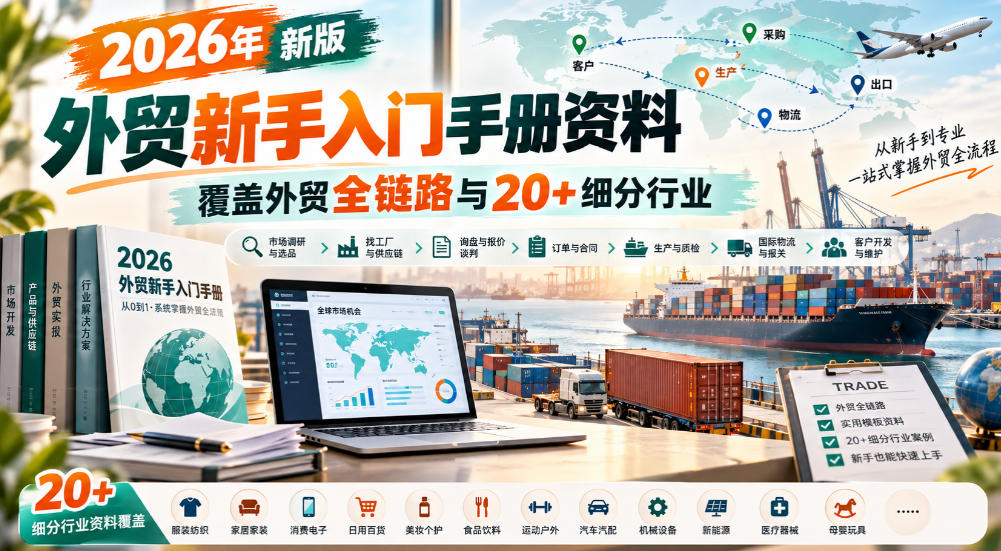 2026年新版外贸新手入门手册资料,覆盖外贸全链路与20+细分行业-宇文网创