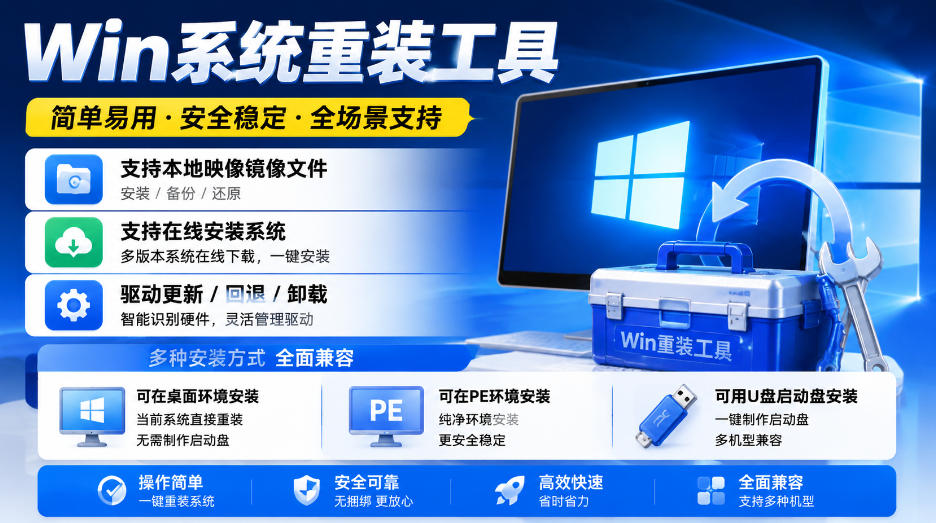 Win系统重装工具,支持本地映像镜像文件安装备份,简单易用-安全稳定-全场景支持-宇文网创