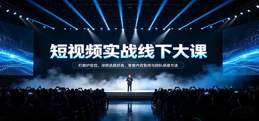 短视频实战线下大课：打磨IP定位，深耕选题获客，掌握内容复用与团队搭建方法-宇文网创