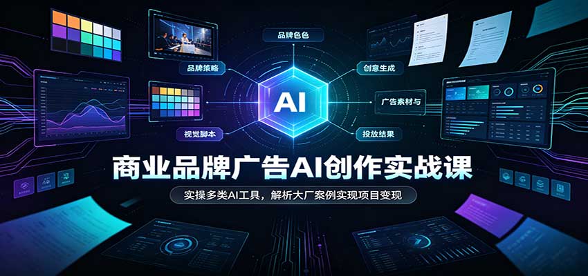 商业品牌广告AI创作实战课:实操多类AI工具,解析大厂案例实现项目变现-宇文网创