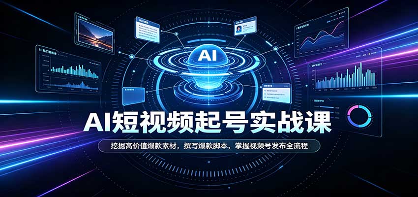 短视频AI起号实战课：挖掘高价值爆款素材，撰写爆款脚本，掌握视频号发布全流程-宇文网创
