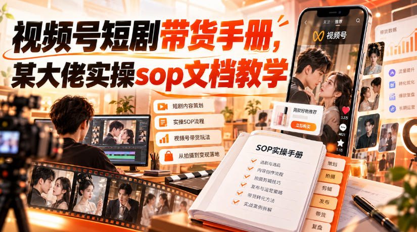 视频号短剧带货手册,某大佬实操sop文档教学-宇文网创