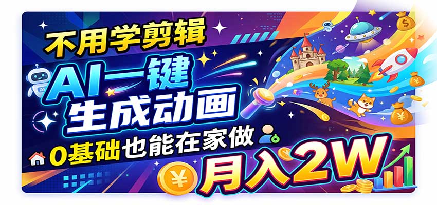 AI动画彻底爆了!一单500~800,全程派单,小白也能月入2W+-宇文网创