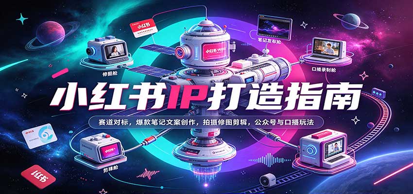 小红书IP打造指南:赛道对标,爆款笔记文案创作,拍摄修图剪辑,公众号与口播玩法-宇文网创
