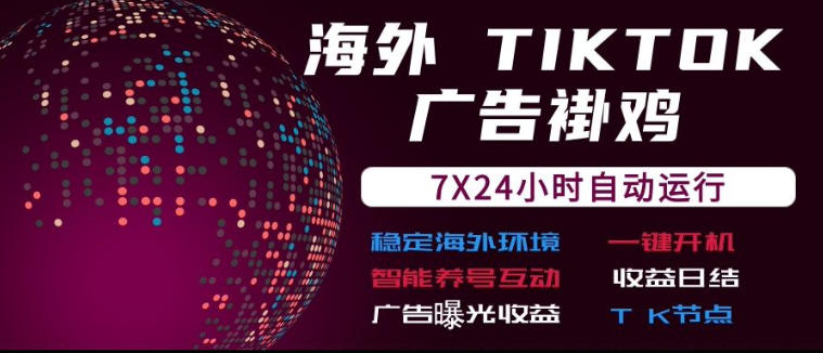 海外TikTok挂G流量变现，7X24自动运行，广告曝光收益，收益日结【揭秘】-宇文网创